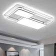 Rectangular Led Flush Ceiling Light In White/Black With Modernist Metallic Finish - White/Warm