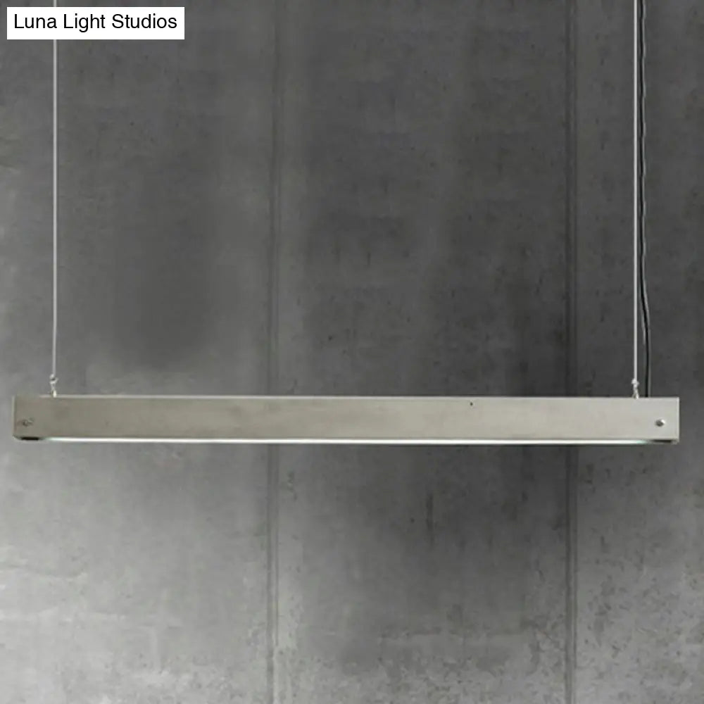 Rectangular Led Pendant Light - Cement Grey Island Hanging For Dining Room Simplicity In Design