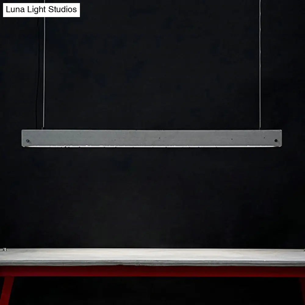 Rectangular Led Pendant Light - Cement Grey Island Hanging For Dining Room Simplicity In Design