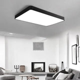 Rectangular Metal Flush Mount With Led Light - Simple White/Black For Bedroom And Office Black