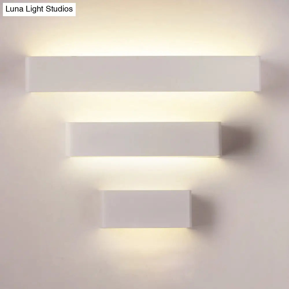 Rectangular Metal Wall Mounted Lamp - Modernist 8/12 Wide Led Up & Down Lighting In Gold/Black/White