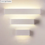 Rectangular Metal Wall Mounted Lamp - Modernist 8/12 Wide Led Up & Down Lighting In Gold/Black/White