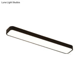 Rectangular Minimalist Metallic Flush Mount Led Light In Black/White With Warm/White Illumination