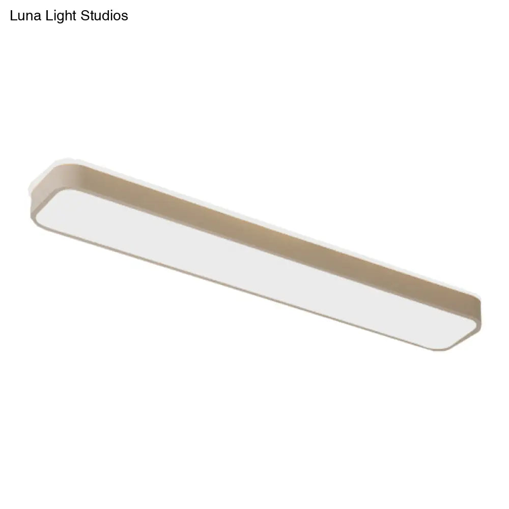 Rectangular Minimalist Metallic Flush Mount Led Light In Black/White With Warm/White Illumination