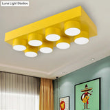 Rectangular Multi-Head Metal Ceiling Lamp For Modern Kitchen Flush Mount