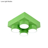 Rectangular Multi-Head Metal Ceiling Lamp For Modern Kitchen Flush Mount