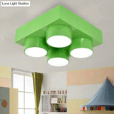 Rectangular Multi-Head Metal Ceiling Lamp For Modern Kitchen Flush Mount