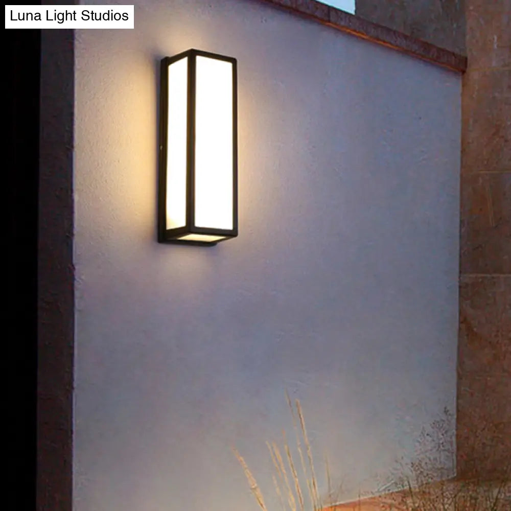 Rectangular Patio Sconce - Plastic Led Wall Light Small/Large Black