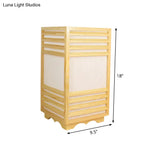 Rectangular Wood Nightstand Lamp In Beige - Ideal Reading Light For Study