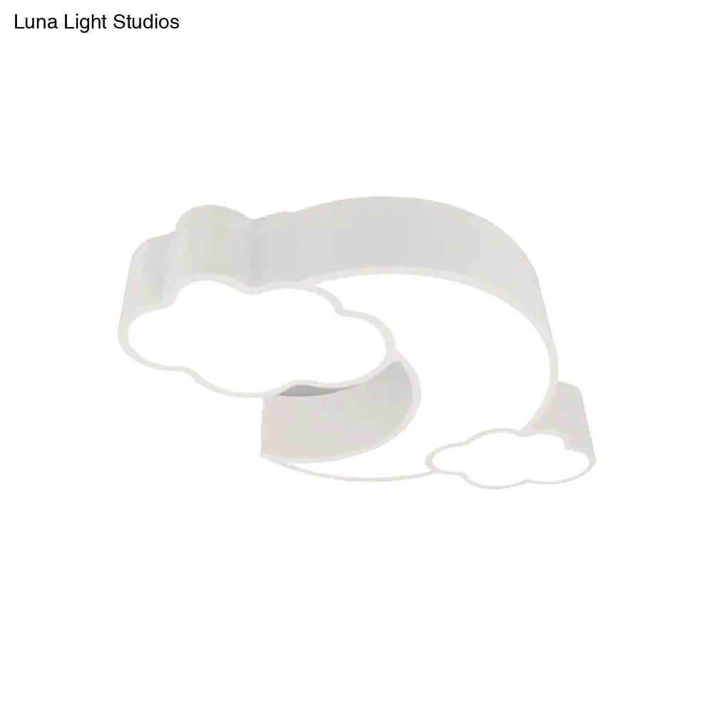 Red Acrylic Cloud Moon Flush Mount Ceiling Lamp For Study Room - Contemporary Lighting