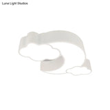 Red Acrylic Cloud Moon Flush Mount Ceiling Lamp For Study Room - Contemporary Lighting