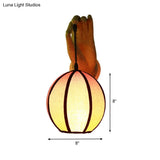 Red Asian Style Single Head Wall Sconce With Handcrafted Fabric Shade - Ideal For Restaurants