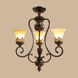 Red-Black Flared Shade Ceiling Lighting - Traditional Frosted Glass Chandelier For Living Room 3 /
