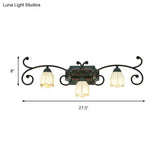Red Brown Sconce Light - Classic Frosted Glass Flower Shape Vanity Lighting Fixture 1/2/3 Lights