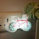 Red Kids Bike Lamp: Led Bedside Wall Light For Boys Rooms With Plug Red