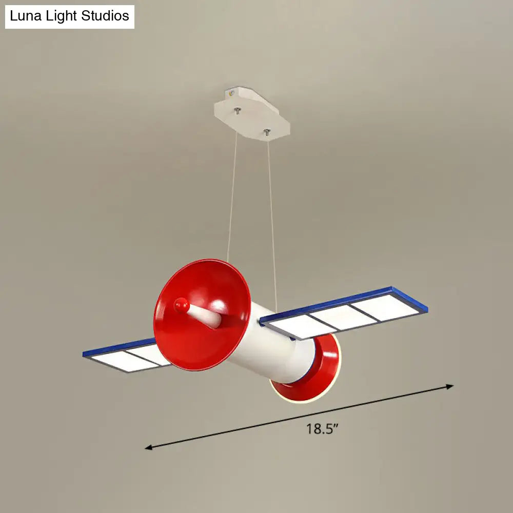 Red Led Satellite Ceiling Light For Childrens Bedroom - Space-Themed Acrylic Chandelier