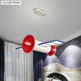 Red Led Satellite Ceiling Light For Childrens Bedroom - Space-Themed Acrylic Chandelier
