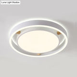 Red Nordic Style Flush Mount Light - Acrylic Metal Ceiling Lamp For Kindergarten
