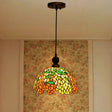 Red Stained Glass Dome Pendant Ceiling Light For Kitchen