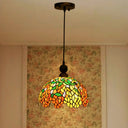 Red Stained Glass Dome Pendant Ceiling Light For Kitchen