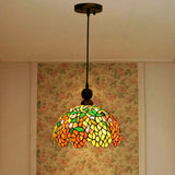 Red Stained Glass Dome Pendant Ceiling Light For Kitchen