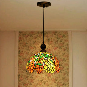Red Stained Glass Dome Pendant Ceiling Light For Kitchen