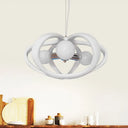 Red/White Resin Melon Cage Chandelier: Pendant Ceiling Light For Dining Table Macaron Style (3
