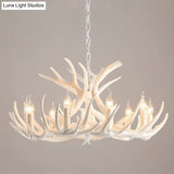 Resin Deer Horn Suspension Light - Traditional Chandelier For Restaurants