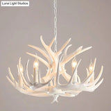 Resin Deer Horn Suspension Light - Traditional Chandelier For Restaurants