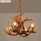 Resin Deer Horn Suspension Light - Traditional Chandelier For Restaurants
