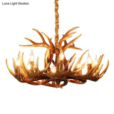 Resin Deer Horn Suspension Light - Traditional Chandelier For Restaurants