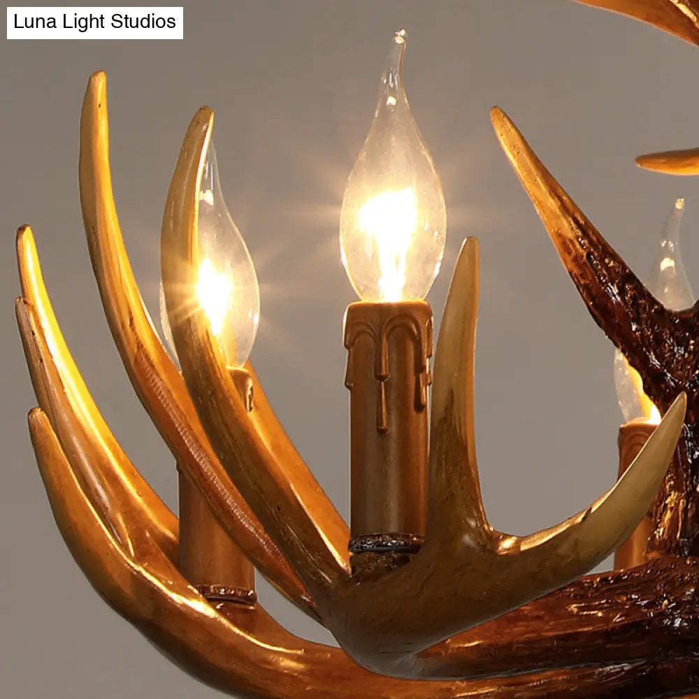 Resin Deer Horn Suspension Light - Traditional Chandelier For Restaurants
