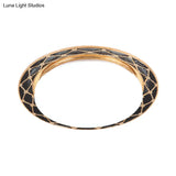 Resin Flush Mount Led Light Fixture - Traditional Black/Red/Apricot Bowl Living Room Lighting