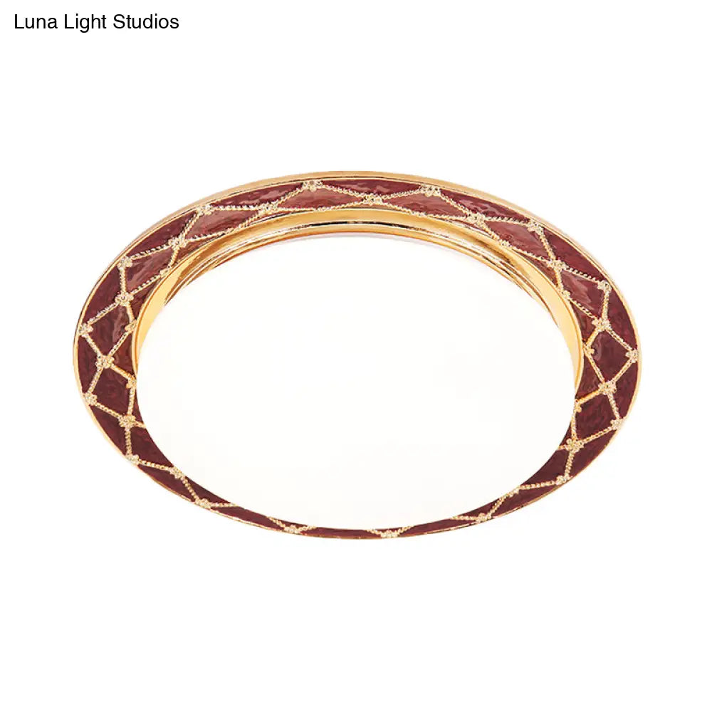 Resin Flush Mount Led Light Fixture - Traditional Black/Red/Apricot Bowl Living Room Lighting