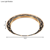 Resin Flush Mount Led Light Fixture - Traditional Black/Red/Apricot Bowl Living Room Lighting