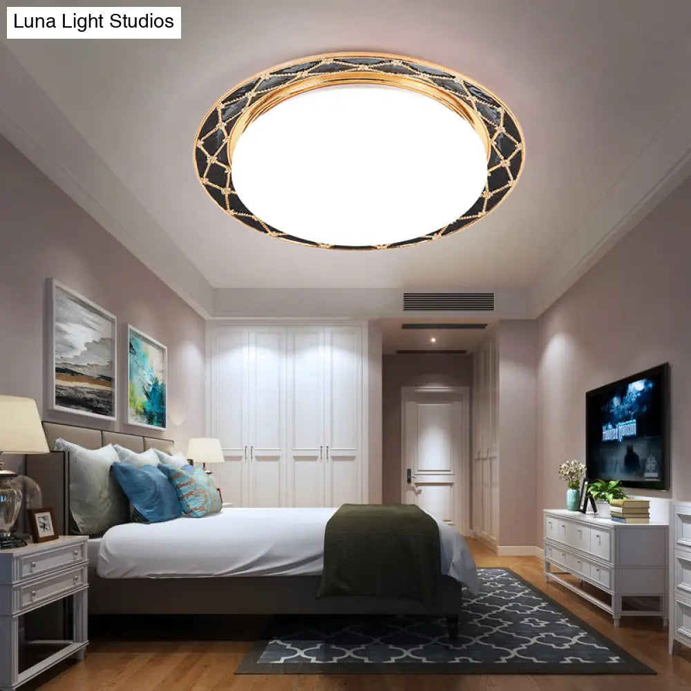 Resin Flush Mount Led Light Fixture - Traditional Black/Red/Apricot Bowl Living Room Lighting