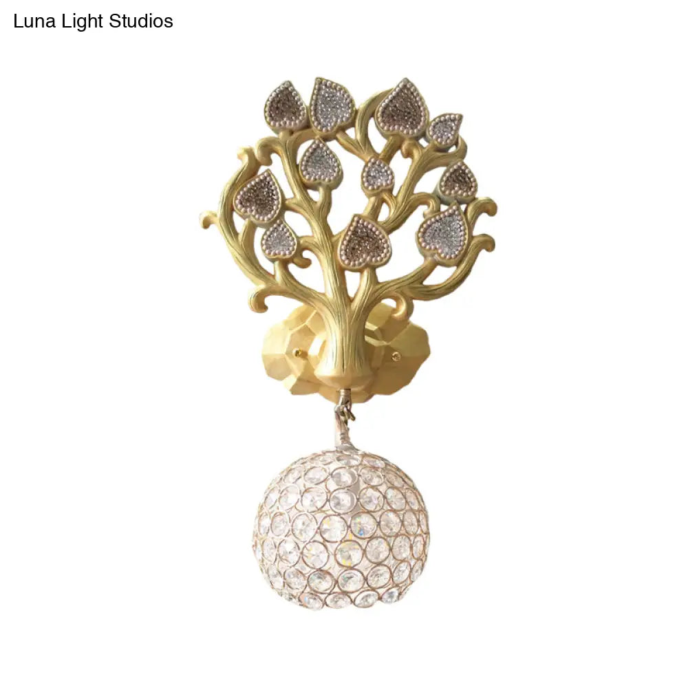 Resin Sconce Light - Water Drop/Globe Design 1 Bulb Indoor Wall Fixture With Tree Backplate