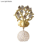 Resin Sconce Light - Water Drop/Globe Design 1 Bulb Indoor Wall Fixture With Tree Backplate
