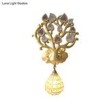 Resin Sconce Light - Water Drop/Globe Design 1 Bulb Indoor Wall Fixture With Tree Backplate