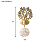Resin Sconce Light - Water Drop/Globe Design 1 Bulb Indoor Wall Fixture With Tree Backplate