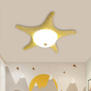 Resin Starfish Led Ceiling Light Fixture For Childrens Rooms - Flush Mount In Pink/Yellow/Blue With