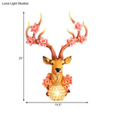 Resin Wall Lighting - Country Red/Yellow Orb Indoor Sconce Light With Crystal Shade 1-Light Fixture