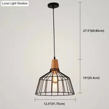 Restaurant Wire Cage Pendant Light: Black Metal Industrial Retro Hanging Lamp