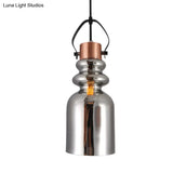 Retro 1-Head Hanging Lamp: Silver/Gold/Red Brown Glass Pendant Light For Living Room