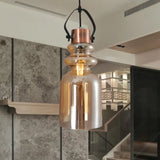Retro 1-Head Hanging Lamp: Silver/Gold/Red Brown Glass Pendant Light For Living Room Gold
