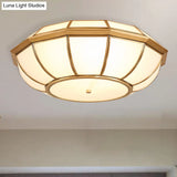 Retro 4 Bulb Brass Flush Mount Basket Ceiling Light - Living Room Lamp