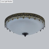 Retro Acrylic Flush Mount Ceiling Light - Brown - Black Shaded Single Bedroom Lighting