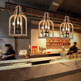 Retro Birdcage Pendant Light: 3 Heads Hanging Lamp In Brown For Dining Room
