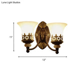 Retro Black Bell Wall Light With White Glass Shade For Living Room - 1/2 Fixture