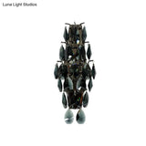 Retro Black Crystal Gem Wall Sconce With 2-Bulb Fixture For Living Room Lighting